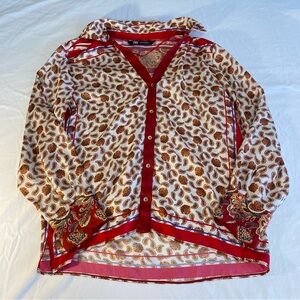Zara Multicolor Floral Paisley Blouse size Small